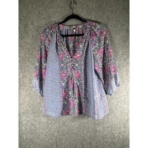 Joie Top Women Small‎ Purple Micro Floral Short Sleeve Relax Bloomcore Dainty